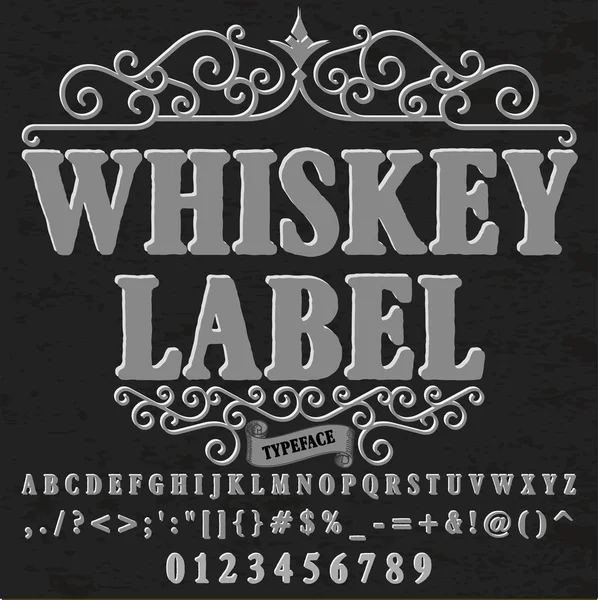 Script Font Typeface whiskey label vintage-script font Vector typeface-for labels and-any type designs — Archivo Imágenes Vectoriales