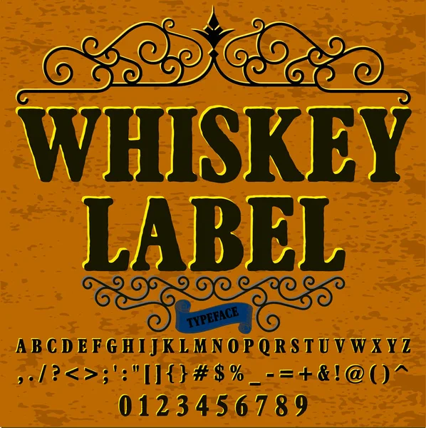 Script Font Typeface whiskey label vintage-script font Tipo de letra vectorial para etiquetas y diseños de cualquier tipo — Archivo Imágenes Vectoriales