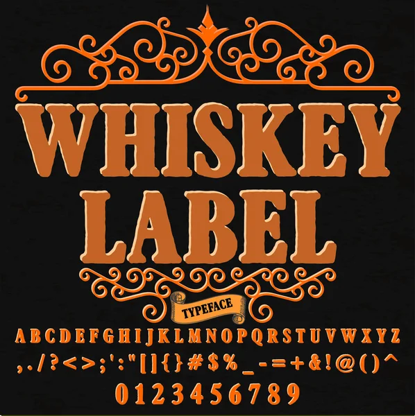 Script Font Typeface whiskey label-vintage-script font Vector typeface-for labels and-any type designs — Vector de stock