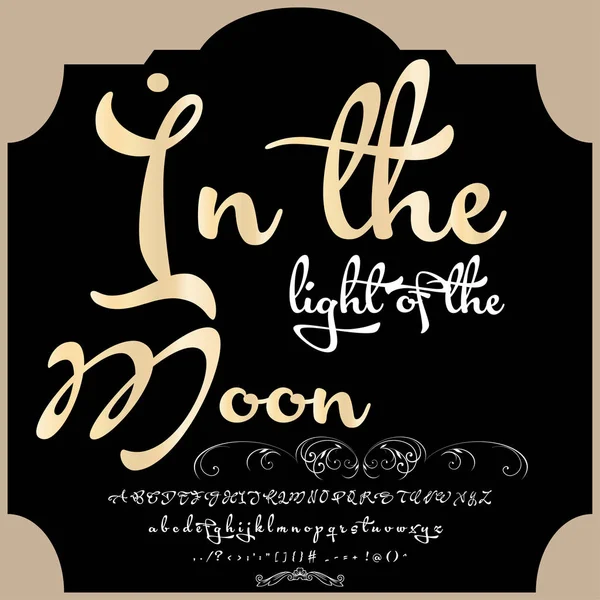 Font Script Typeface? n the light of the Moon vintage script font Tipo de letra vectorial para etiquetas y diseños de cualquier tipo — Archivo Imágenes Vectoriales