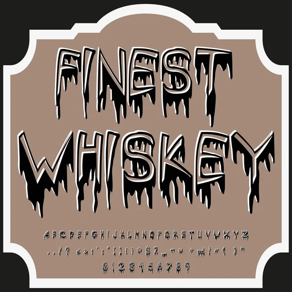 Caratteri Script Typeface Finest Whiskey vintage script font Caratteri vettoriali per etichette e qualsiasi tipo di disegno — Vettoriale Stock