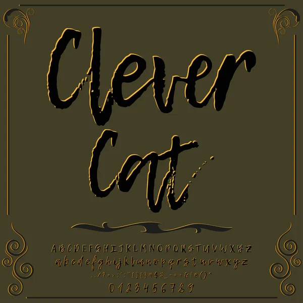 Font Script Typeface Clever Cat vintage script font Vector typeface for labels and any type designs — Stock Vector