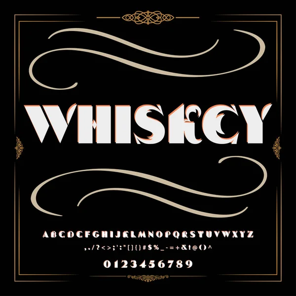Carattere Script Typeface Whiskey vintage script font Caratteri vettoriali per etichette e qualsiasi tipo di disegno — Vettoriale Stock