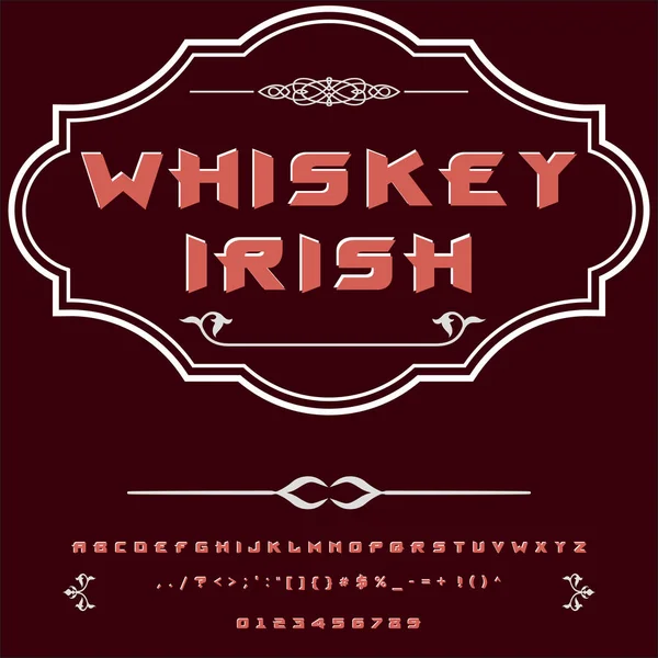 Font Script Typeface Whiskey irish vintage script font Tipo de letra vectorial para etiquetas y diseños de cualquier tipo — Vector de stock