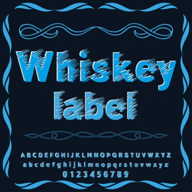 Yazı tipi komut dosyası yazı viski-etiket vintage komut dosyası yazı tipi vektör yazı Etiketler ve herhangi bir türü-motifler