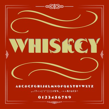 Komut dosyası yazı tipi Basma harf viski vintage komut dosyası yazı tipi vektör yazı etiketleri için ve herhangi bir türü tasarımları