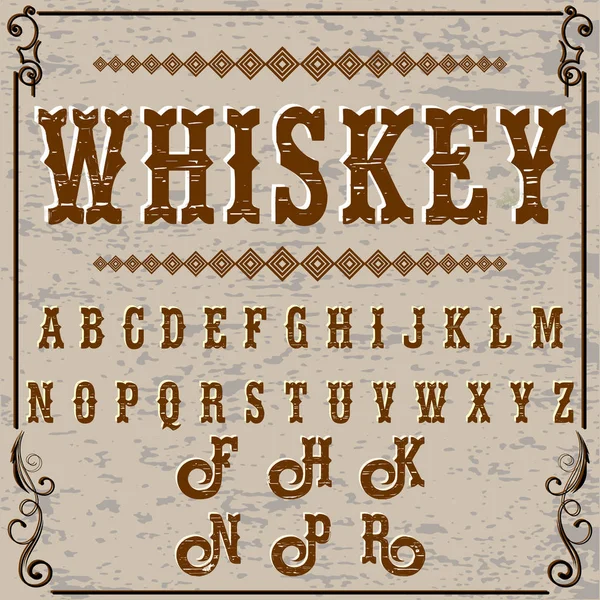 Font- Script Typeface whiskey-vintage script font Tipo de letra vectorial para etiquetas y diseños de cualquier tipo — Vector de stock