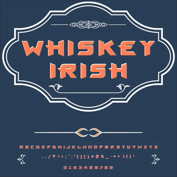 Script Font Typeface Whiskey irish vintage script font Vector typeface for labels and any-type designs — Stock Vector