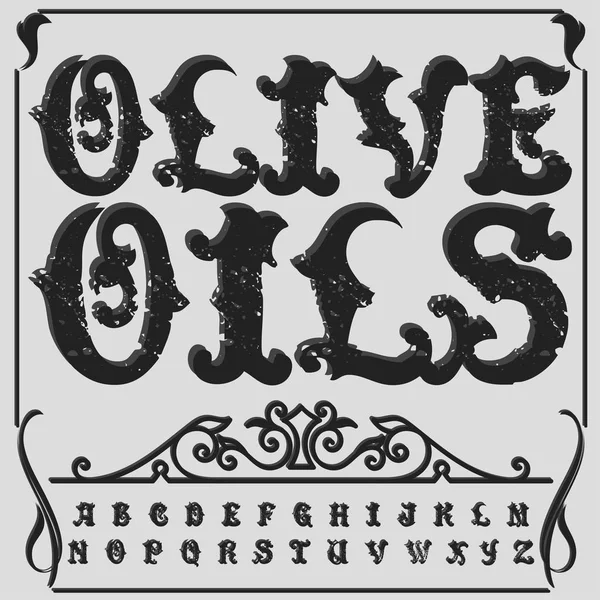 Script Font Typeface olive oil vintage script font-Vector typeface-per etichette e disegni di qualsiasi tipo — Vettoriale Stock