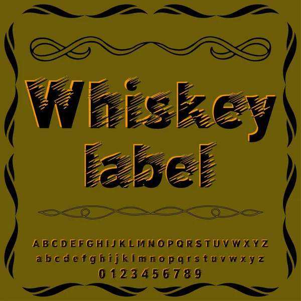 Script Font Typeface Etiqueta de whisky vintage script font Tipo de letra vectorial para etiquetas y cualquier tipo de diseño — Archivo Imágenes Vectoriales