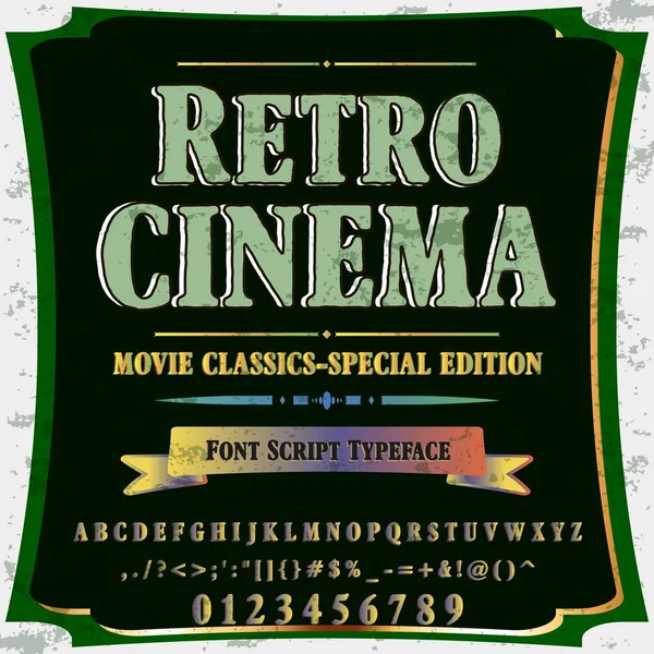 Retro cinema Font script typeface set Brush painted characters  lowercase and uppercase - Handwritten script font Typography alphabet for -your designs —  Vetores de Stock