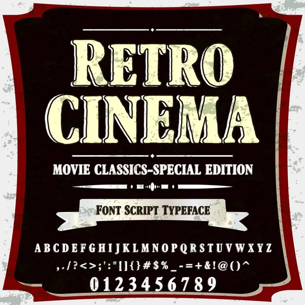 Retro cinema Font script typeface set Brush painted characters lowercase and uppercase - Handwritten script font Typography -alphabet for-your designs —  Vetores de Stock