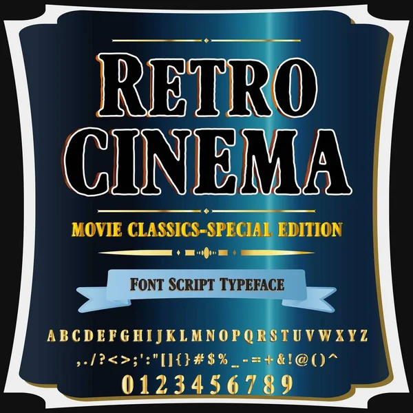 Script fonte Typeface retro cinema- vintage script font- Tipo de vetor para etiquetas e qualquer tipo- projetos —  Vetores de Stock