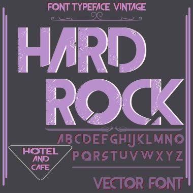 Noktalı grafikler ve bir vahşi kızgın ayı-kafa-illüstrasyon adlı sertliğinde rock.jpg Vintage dekoratif modern yazı tipi