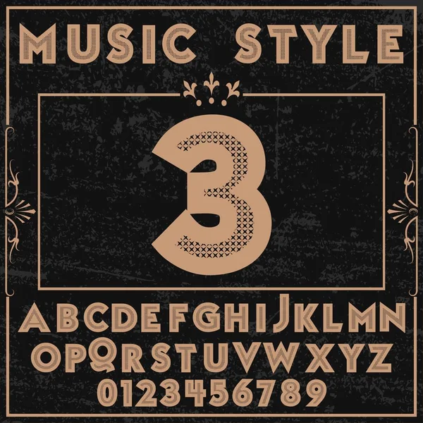 Muziek stijl lettertype alfabet vector lettertypenaam — Stockvector