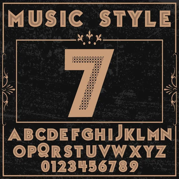 Muziek stijl lettertype alfabet vector lettertypenaam — Stockvector