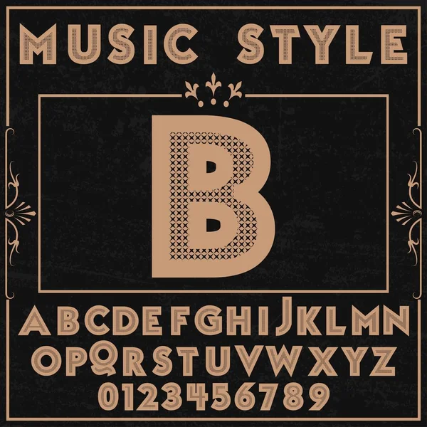 Muziek stijl lettertype alfabet vector lettertypenaam — Stockvector