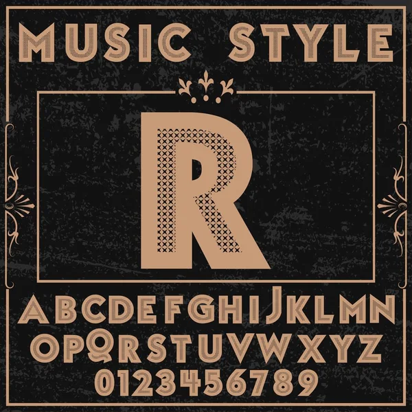 Muziek stijl lettertype alfabet vector lettertypenaam — Stockvector