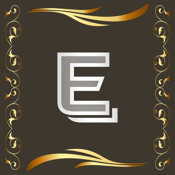 Vintage Font Alphabet Monogram Golden Floral Lettering Label Design Named — Stock Vector