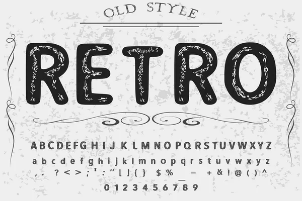 Vintage Font Handcrafted Vector Script Alphabet Design Handwritten Brush Retro — Stock Vector