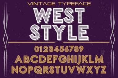 Batı tarzı Vintage yazı tipi yazı tipi el işi vektör adlı