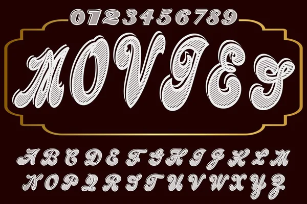 Vintage Schrift Handgefertigte Vektor Skript Alphabet Design Handgeschrieben Pinsel Retro — Stockvektor