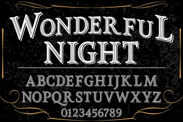 Lettertype script lettertype handgemaakt vector prachtige nacht — Stockvector