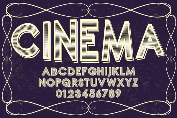 Font typeface vettoriale artigianale chiamato cinema — Vettoriale Stock
