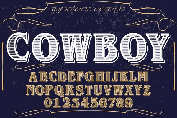 Fonte typeface vetor artesanal chamado cowboy — Vetor de Stock