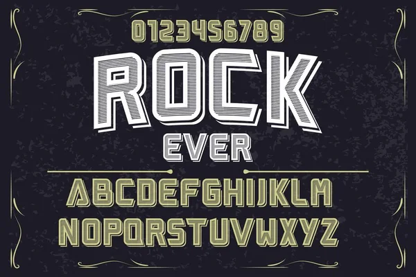 Font typeface handcrafted vector named rock ever — Stock Vector
