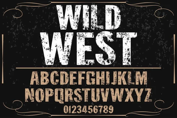 Vintage font  handcrafted vector named wild west — Stock Vector