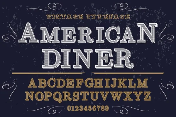 Vintage fuente alfabeto hecho a mano vector llamado American diner — Vector de stock