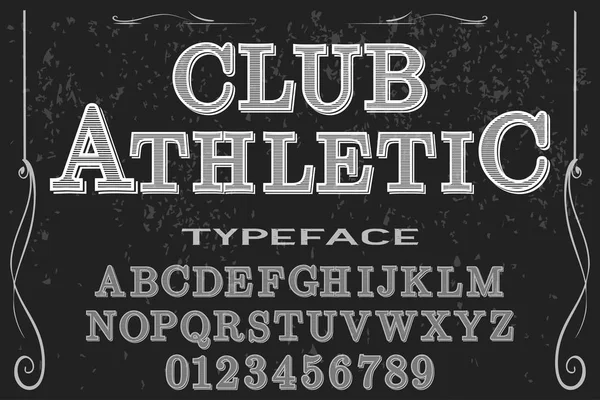 Alfabeto vintage font vettoriale artigianale chiamato club atletico — Vettoriale Stock