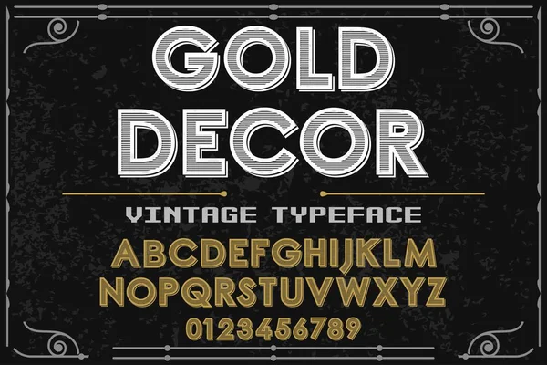 Vintage Schrift Alphabet handgefertigte Vektor namens Gold Dekor — Stockvektor