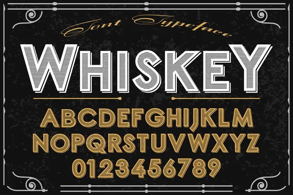 Vintage alphabet de police vecteur artisanal nommé whisky — Image vectorielle