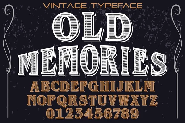 Vintage fonte alfabeto artesanal vetor memórias antigas — Vetor de Stock
