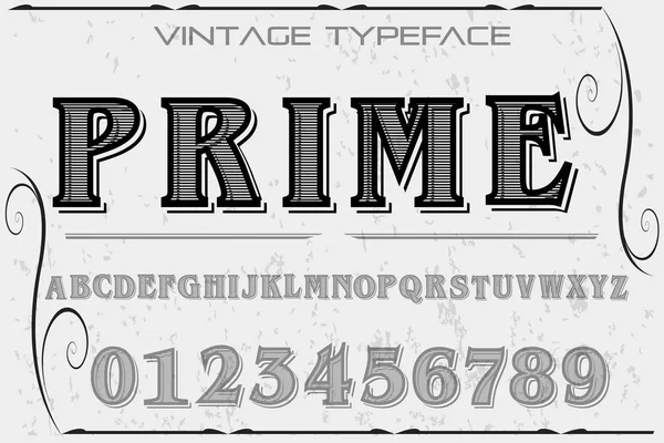 Vintage fuente alfabeto hecho a mano vector prima — Vector de stock