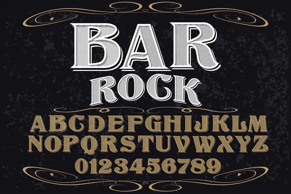 Vintage Font handcrafted vector named bar rock — Stock Vector