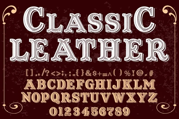 Vintage lettertype handgemaakte vector genaamd klassieke lederen — Stockvector