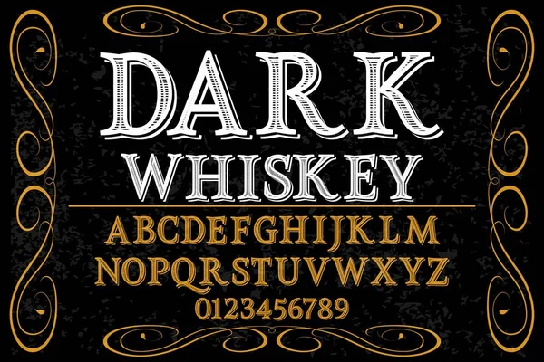 Vintage Font vector hecho a mano llamado whisky oscuro — Archivo Imágenes Vectoriales