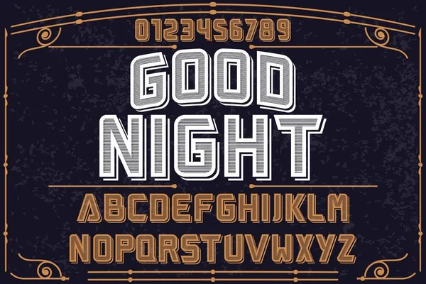 Vintage Font vector hecho a mano llamado buenas noches — Archivo Imágenes Vectoriales