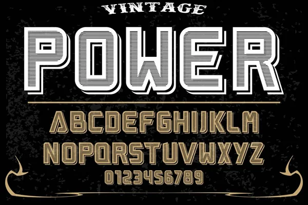 Vintage Font handcrafted vector named power — Stock Vector