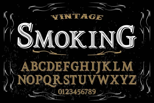 Vintage Font handcrafted vector named smoking — Stock Vector