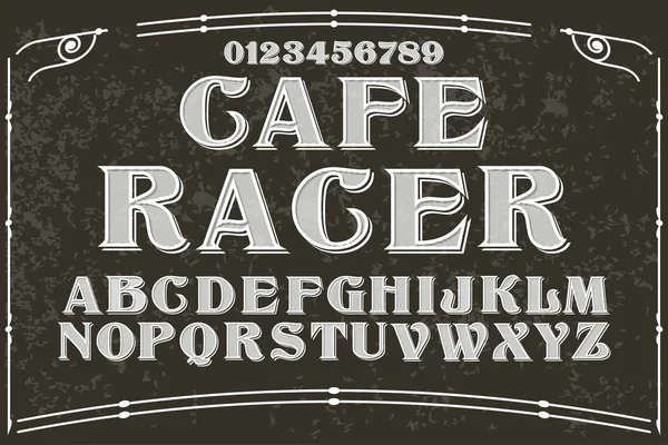 Font script typeface handcrafted vector cafe racer — Stock Vector