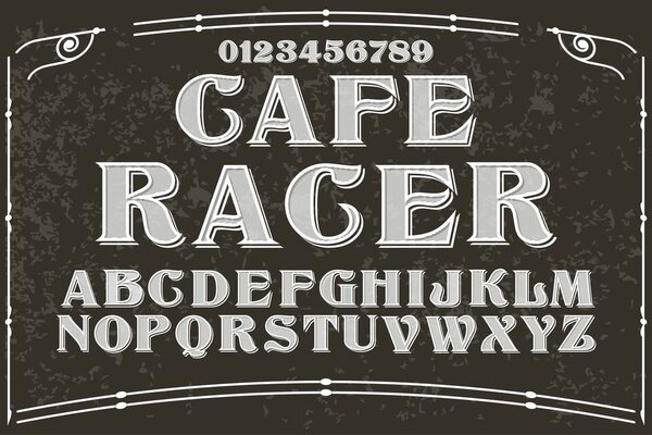 font script typeface handcrafted vector cafe racer