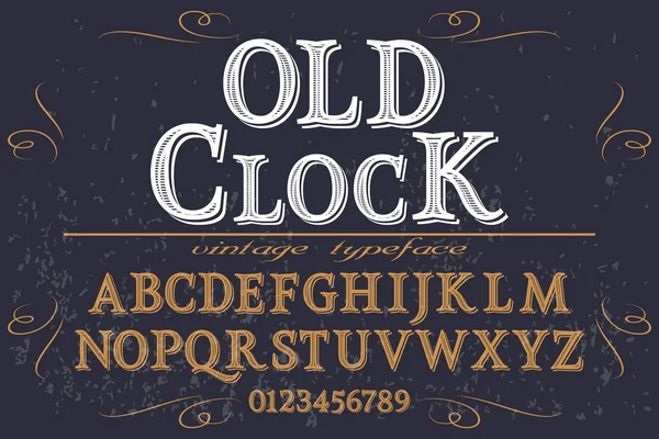 Fuente script tipografía handcrafted vector old clock — Archivo Imágenes Vectoriales