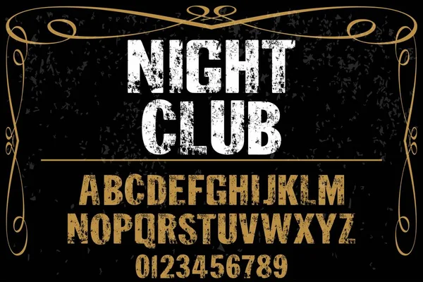 Vintage Font vettoriale artigianale chiamato night club Grafiche Vettoriali