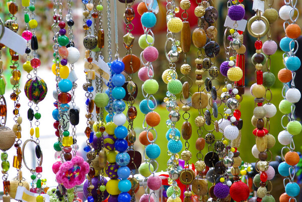 Colorful bijouterie and necklaces