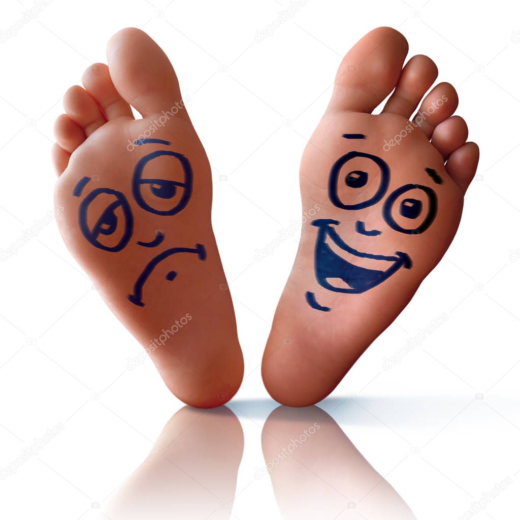 Happy foot and sad foot
