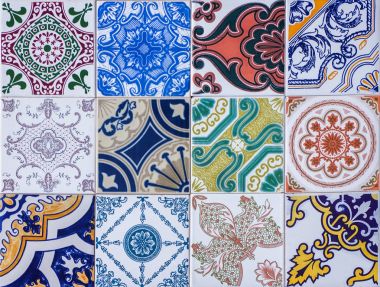 Assorted typical Portuguese tiles clipart